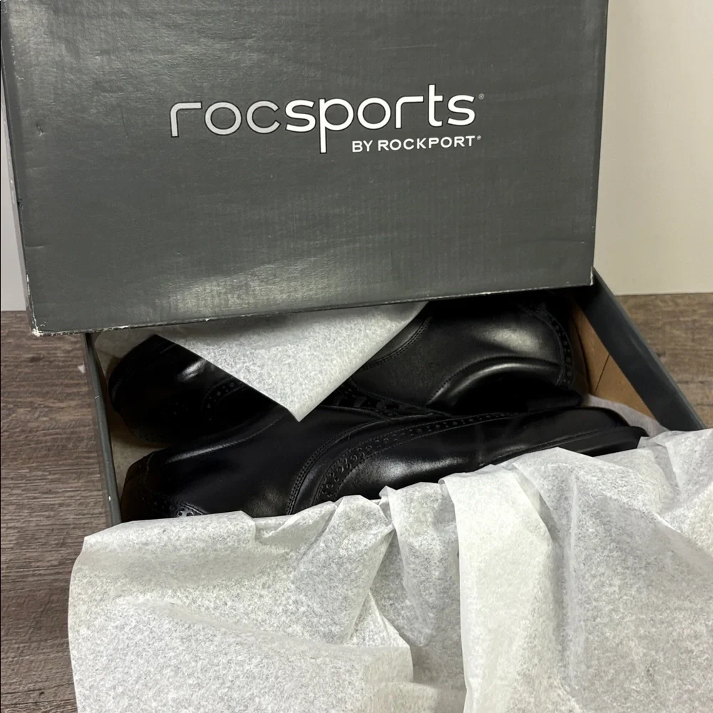 ⚫ Rocsports by Rockport “Hinckley” Black Leather Wingtip Oxford – Men’s 9